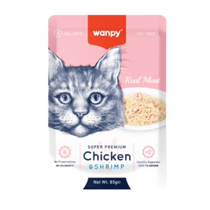 Wanpy Fillet in Jelly Chicken and Shrimp Cat Food 85g – Natural Wet Cat Food