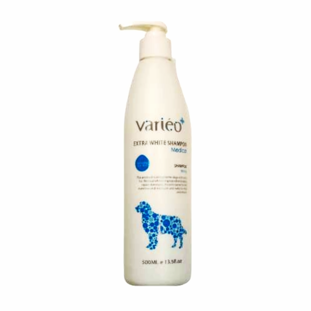 Varieo+ Extra White Dog Medical Shampoo for white coats – 500ml