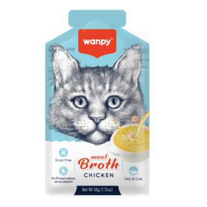 Wanpy Cat Chicken Broth 50g pouch for hydration