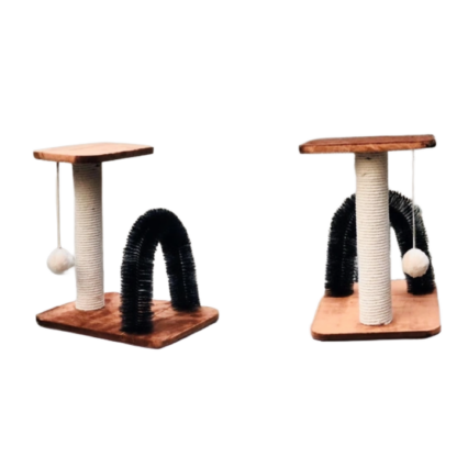 2 in 1 cat scratch post with arch and hanging ball toy