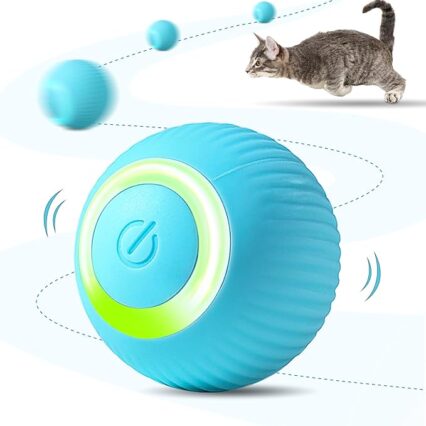 Smart interactive cat ball toy with LED lights for indoor cats and kittens